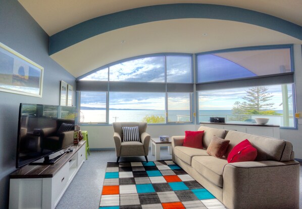 Superior Three Bedroom Apartment | Living room | LCD TV - PierView Apartments (Lorne)