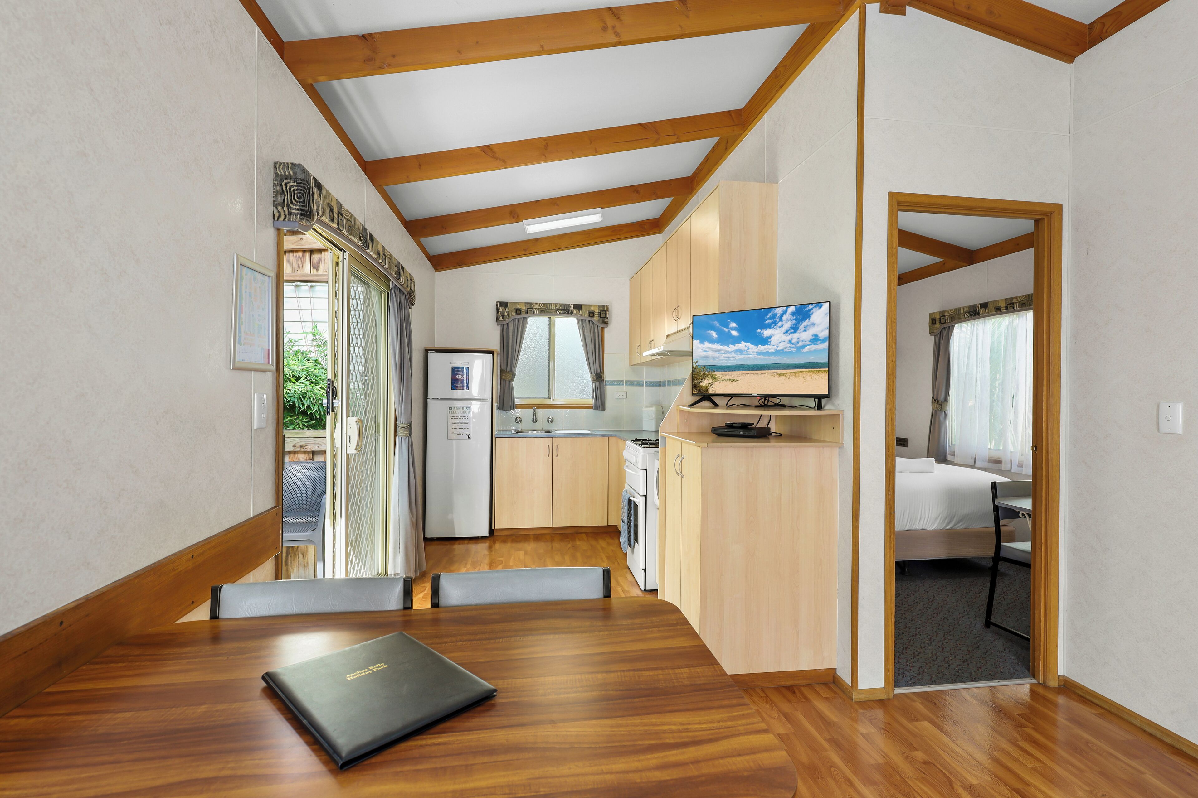 Standard Cabin, 2 Bedrooms | Private kitchen | Full-size fridge, microwave, oven, stovetop