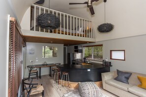 Spa Chalet 1 Bedroom with Queen bed + (2nd Loft Bedroom + Kitchen) | Living area - Dreamers (Tawonga South)