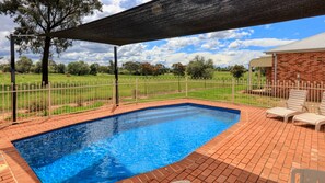 Outdoor pool, sun loungers