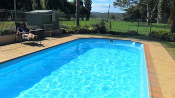 Outdoor pool, sun loungers