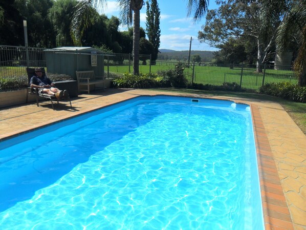 Outdoor pool, pool loungers