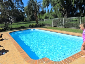 Outdoor pool, pool loungers