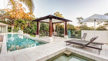 Outdoor pool, pool loungers