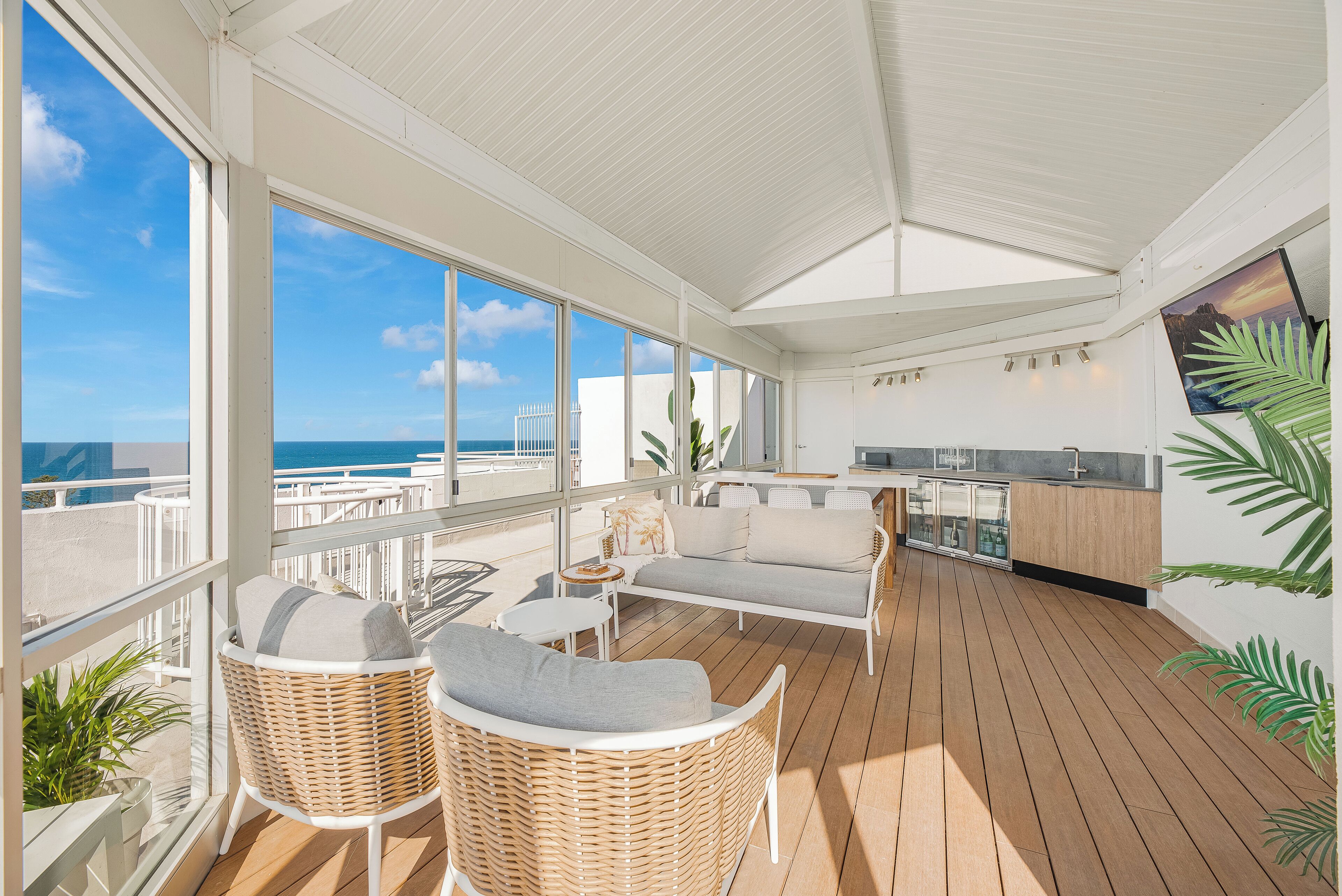 Penthouse #55 Premium Ocean View with Enclosed Roof Top | Premium bedding, individually decorated, individually furnished