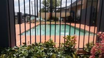 Outdoor pool, sun loungers