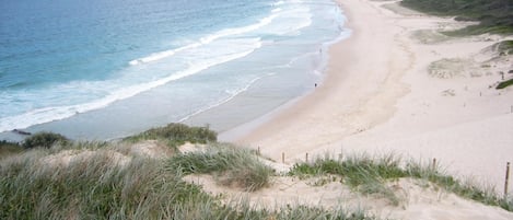 Nær stranden og hvit sand