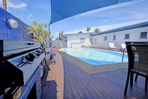 Outdoor pool, pool loungers