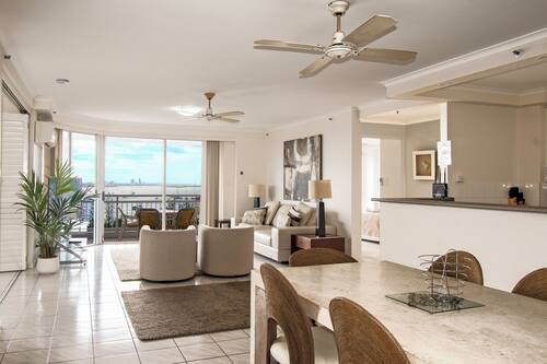 Deluxe Apartment, 3 Bedrooms, Non Smoking, Kitchen (Deluxe 3 Bedroom 3NTS MIN) | Living area | 55-inch flat-screen TV with cable channels, TV, DVD player