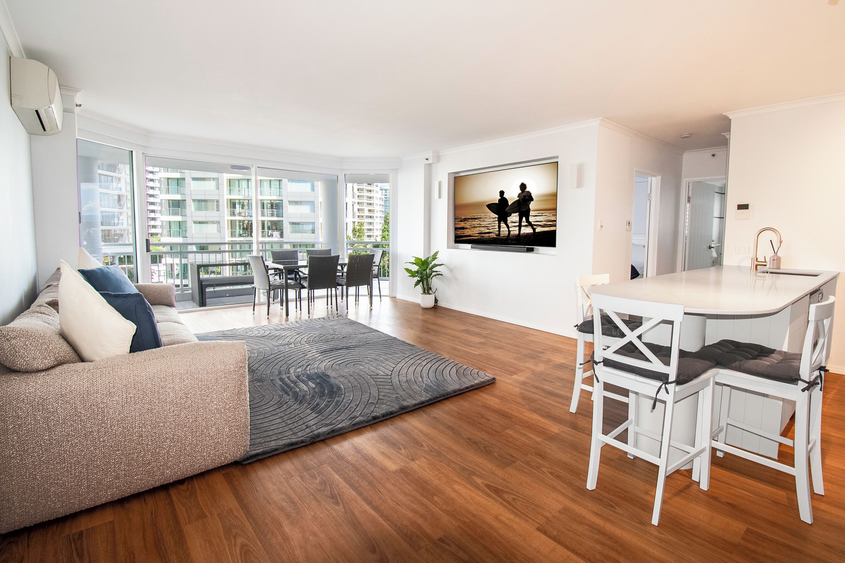 Standard Apartment, 3 Bedrooms, Non Smoking, Kitchen (3 Bedroom 2 Bathroom) | Living area | 55-inch flat-screen TV with cable channels, TV, DVD player