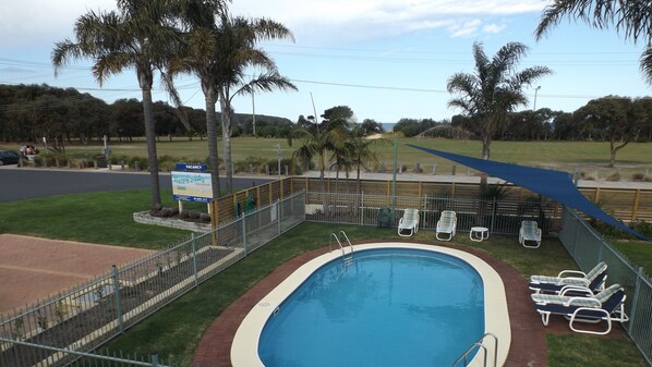 Outdoor pool, pool loungers