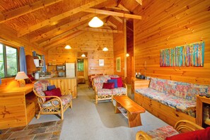 Televisión de pantalla plana, chimenea, estación para iPod