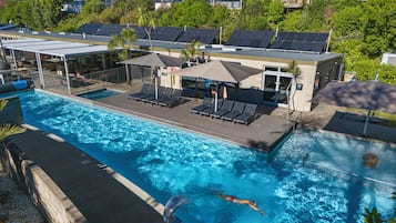 Outdoor pool, pool loungers