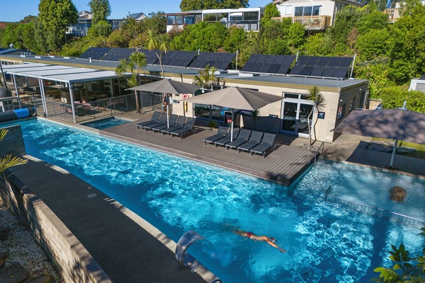 Outdoor pool, pool loungers