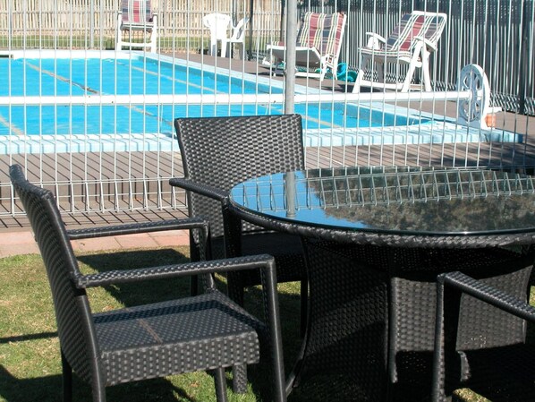 Outdoor pool, pool loungers