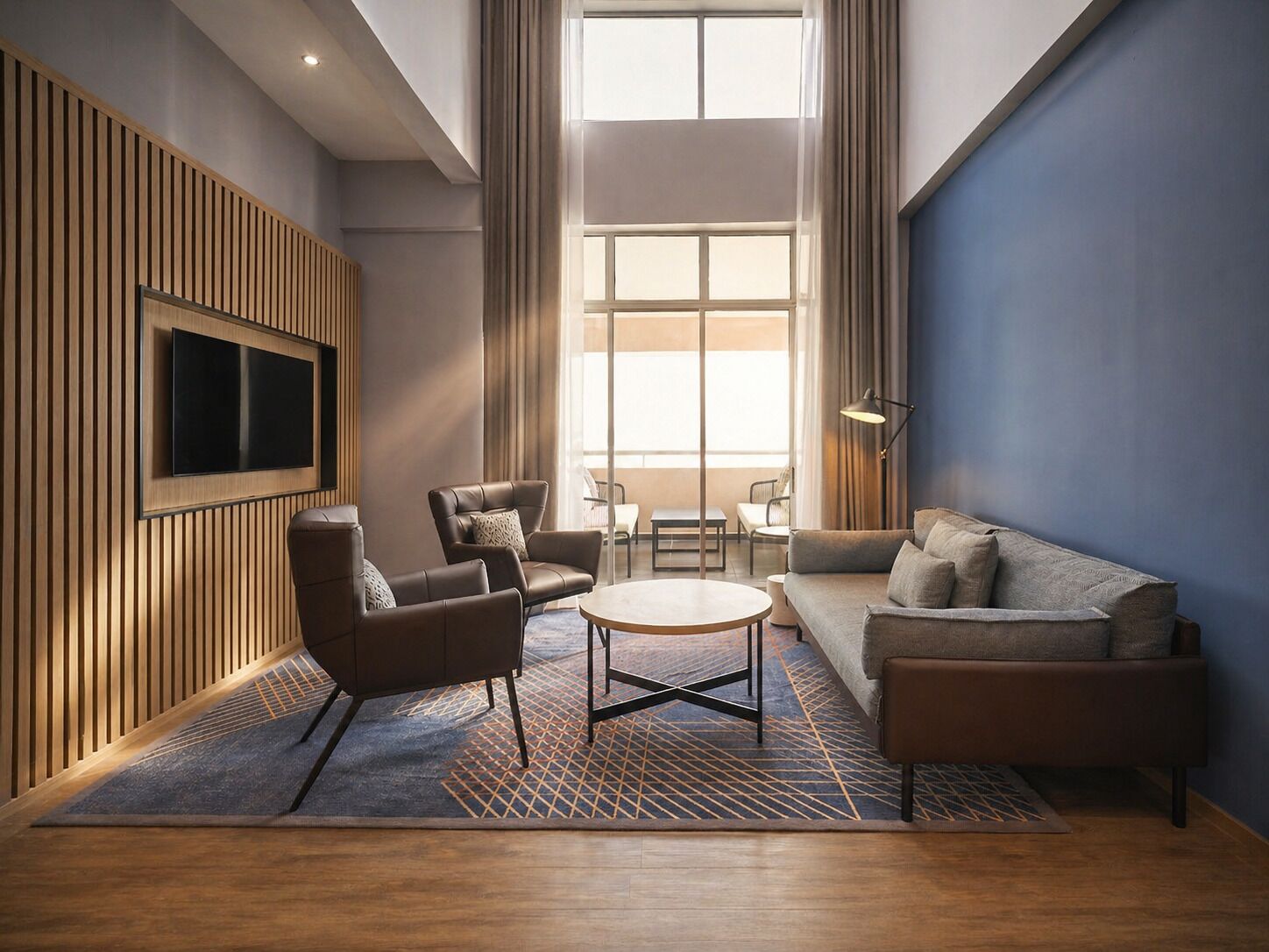 Family Apartment, 1 Double Bed, Balcony | Living area | Flat-screen TV