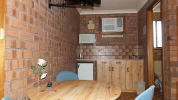 Fridge, microwave, coffee/tea maker, electric kettle