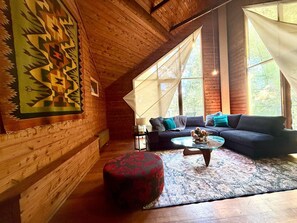 Main House (include Water Cottage) | Living area | Flat-screen TV - Forget Me Not Cottages (Warburton)