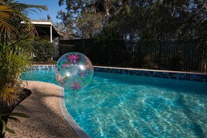 Outdoor pool, pool loungers