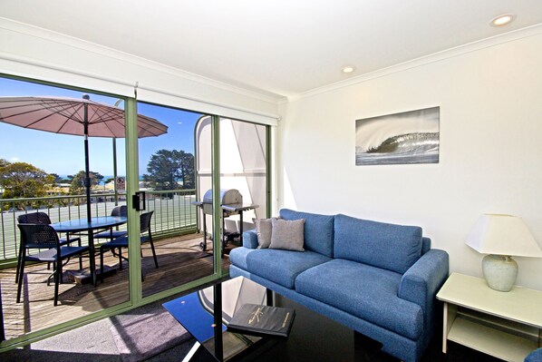 Flat-screen TV, DVD player