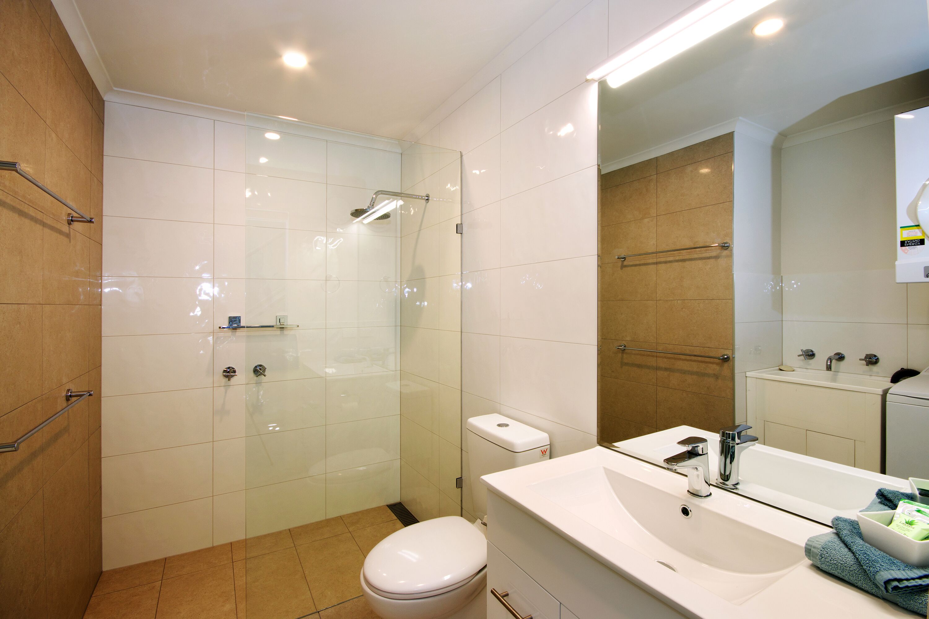 Free toiletries, hair dryer, towels