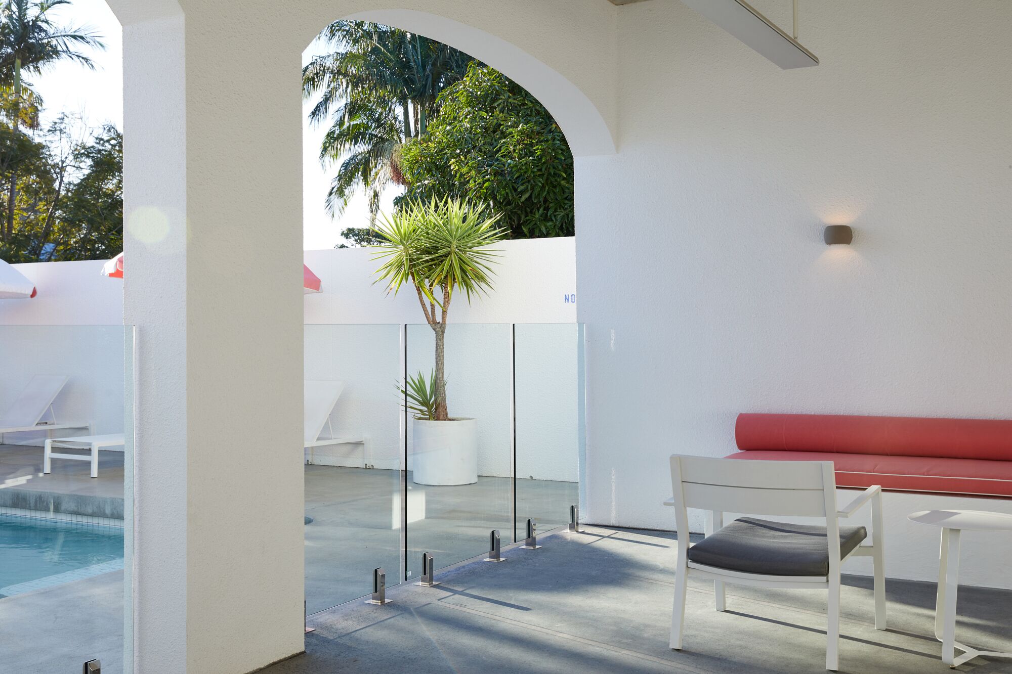Outdoor pool, pool loungers