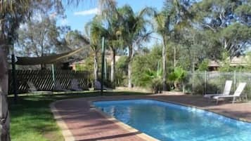 Outdoor pool, sun loungers