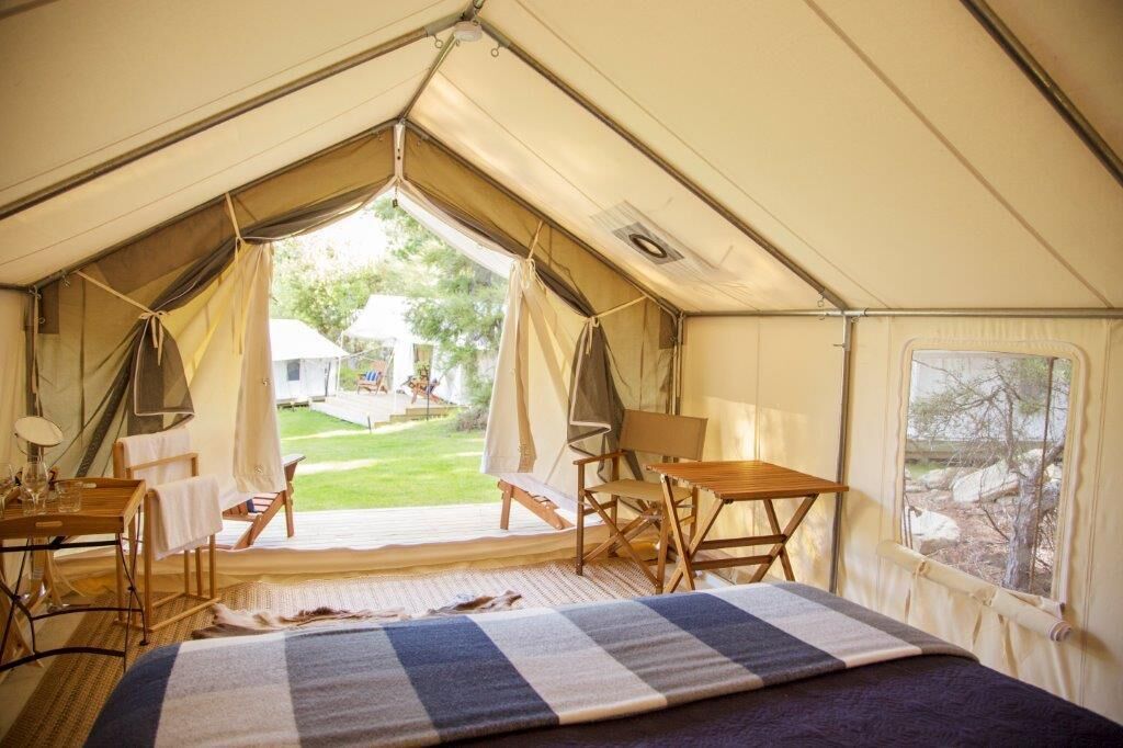 Glamping Denver Tent, 1 Queen Bed, Shared Bathroom, Lake View | Bed sheets