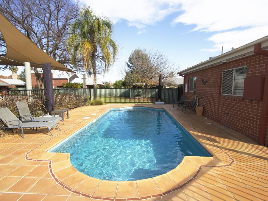 Outdoor pool, sun loungers