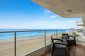 Utsikt mot strand/hav