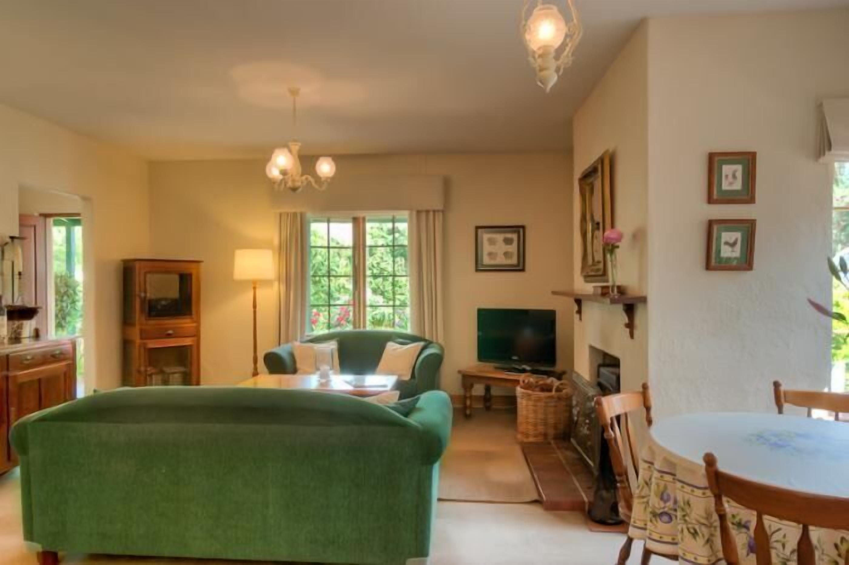 Flat-screen TV, fireplace, DVD player