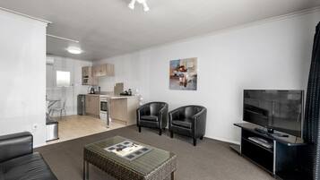 TV, DVD player, books, video library