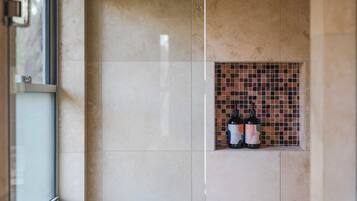 Luxury Villa, Jetted Tub, Valley View | Bathroom | Separate tub and shower, jetted tub, hair dryer, slippers
