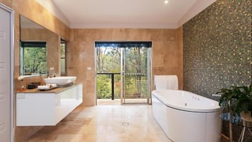 Luxury Villa, Jetted Tub, Valley View | Bathroom | Separate tub and shower, jetted tub, hair dryer, slippers
