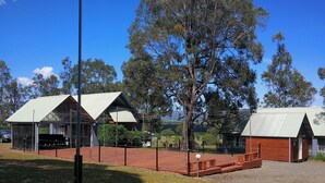 A building with a covered outdoor area and a large tree in front. - Vineyard Hill (Lovedale)