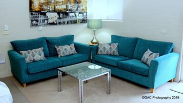 90-cm flat-screen TV with digital channels, LED TV, DVD player