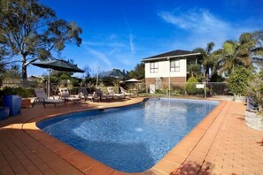 Outdoor pool, pool loungers