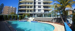 Outdoor pool, sun loungers
