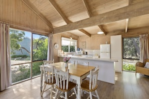 Rose Cottage | Private kitchen | Full-size fridge, microwave, stovetop, dishwasher