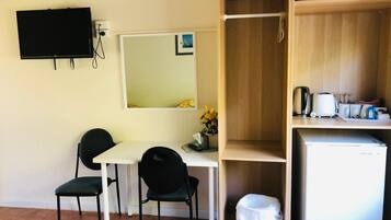 Desk, free WiFi, bed sheets