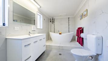 Deluxe King Suite | Bathroom | Free toiletries, hair dryer, towels