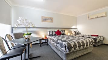 Egyptian cotton sheets, pillow-top beds, desk, soundproofing