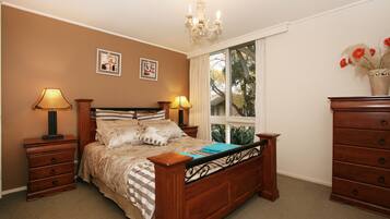 2 bedrooms, premium bedding, desk, iron/ironing board