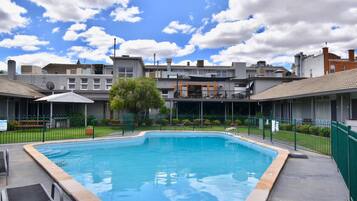 Outdoor pool, pool loungers