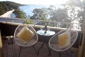 View - Top Floor 1 Bed Apartment with Balcony and Beach Views - Single Storey Stair Access | Balcony - Amore At The Beach (Nelson Bay)