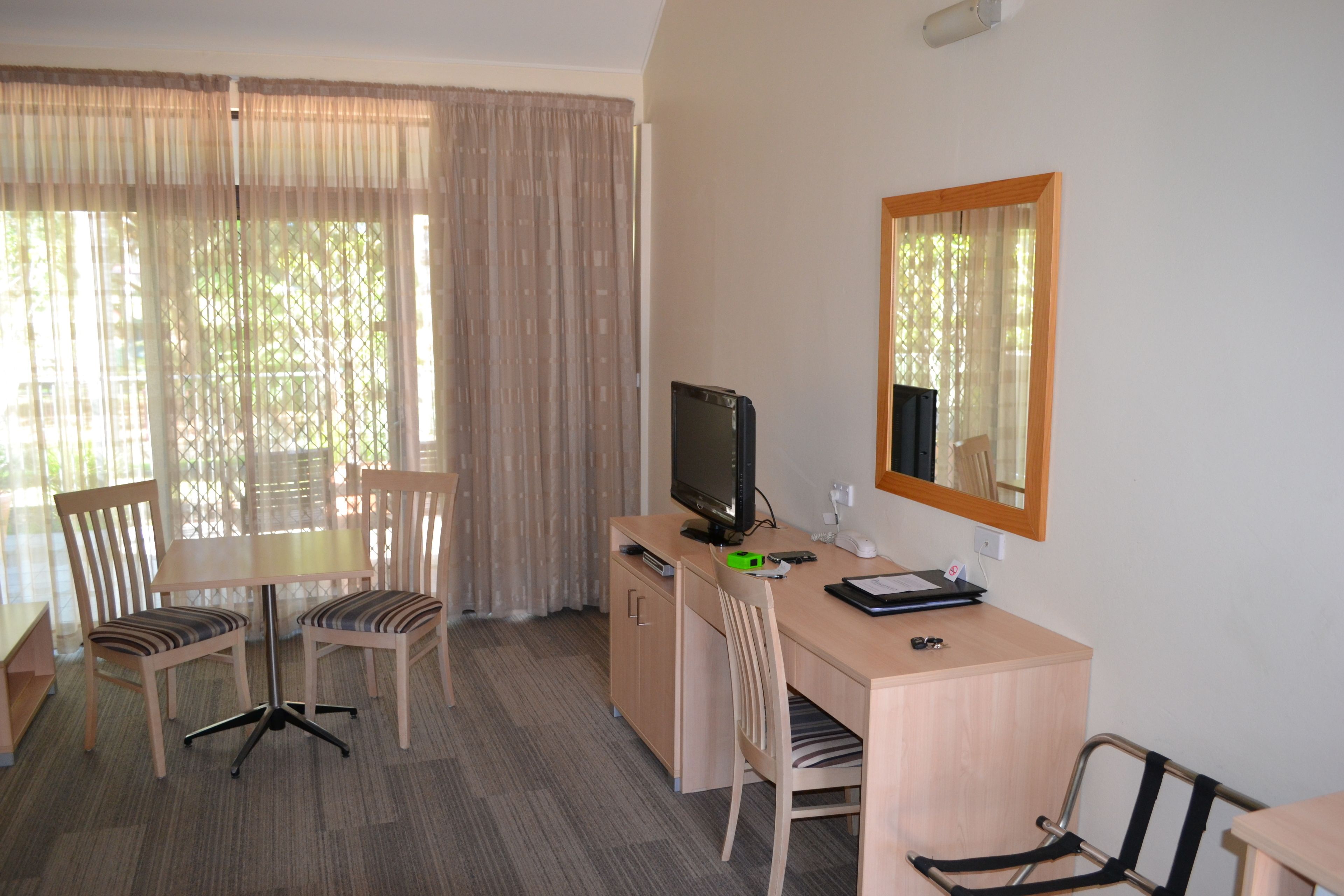 Desk, blackout curtains, iron/ironing board, free WiFi