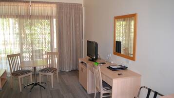 Desk, blackout curtains, iron/ironing board, free WiFi