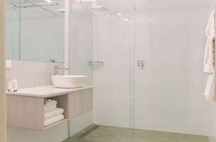 Ducha, toallas, jabón, papel higiénico