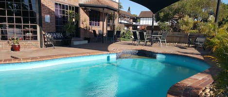 Outdoor pool, sun loungers