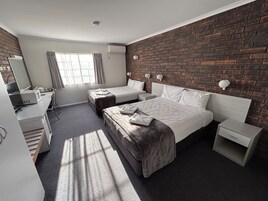 Habitación estándar doble | Escritorio, tabla de planchar con plancha, wifi gratis y ropa de cama